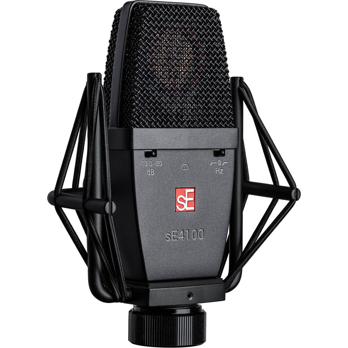 SE Electronics sE4100 condenser microphone with sleek black finish and professional audio capturing design.