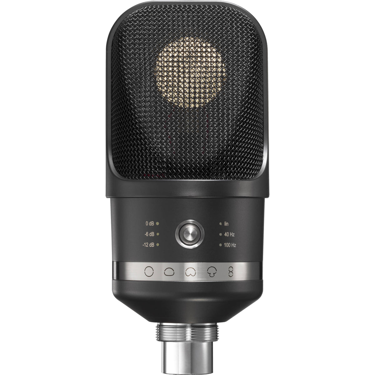 Neumann TLM 107 studio condenser microphone with shock mount and pop filter for professional recording setups.