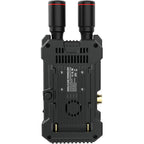 Hollyland Mars 4K wireless video receiver connected to camera, compact professional wireless video system for high-quality footage.