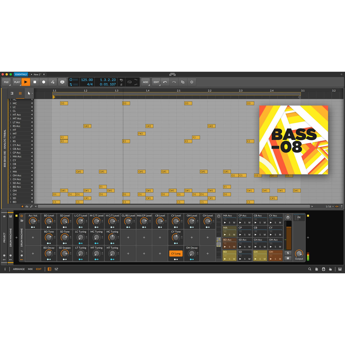 Bitwig Studio Producer 5 music production software interface with digital audio tracks and mixing controls.
