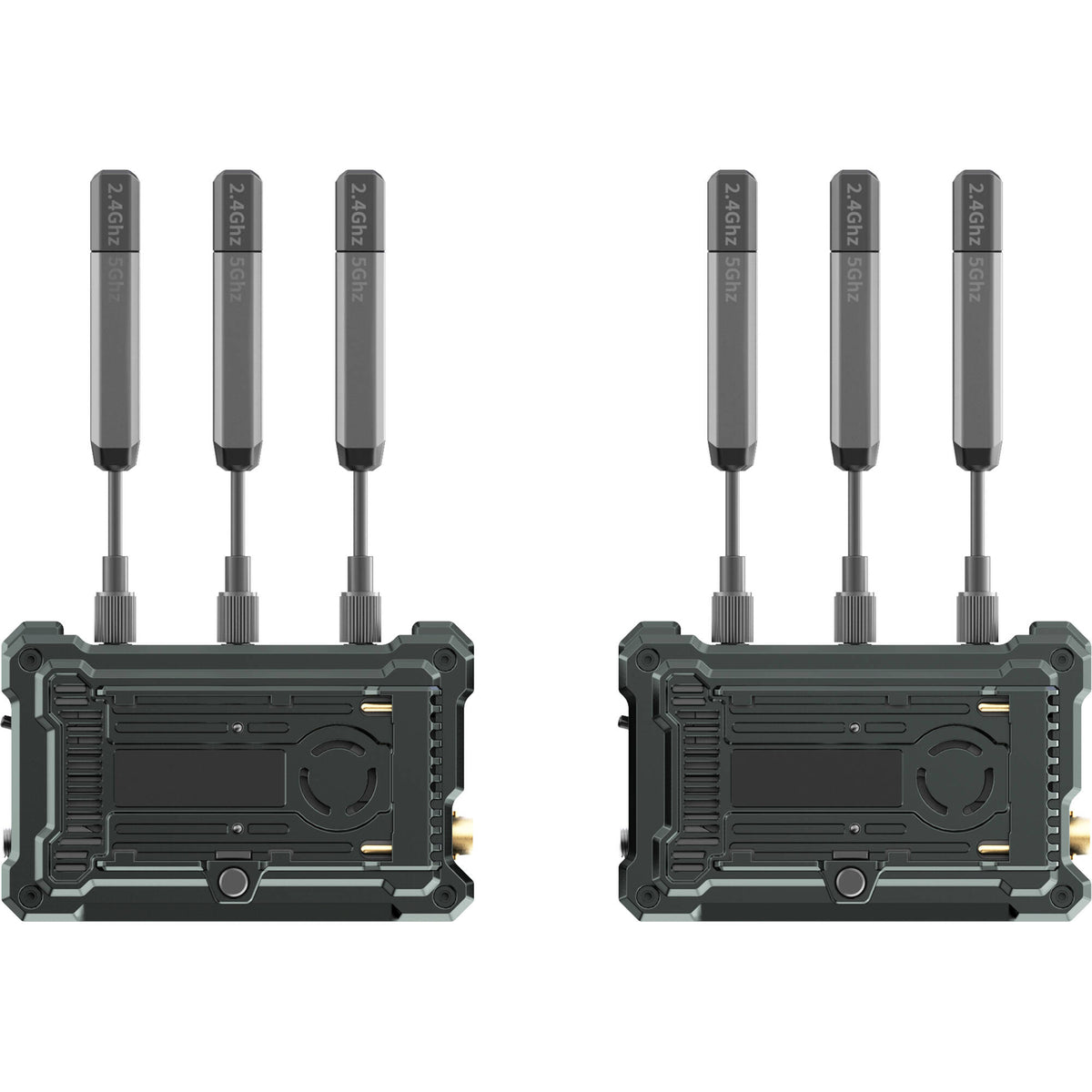 Hollyland Pyro S wireless video transmission system with compact design and multiple connection ports for professional video filming.
