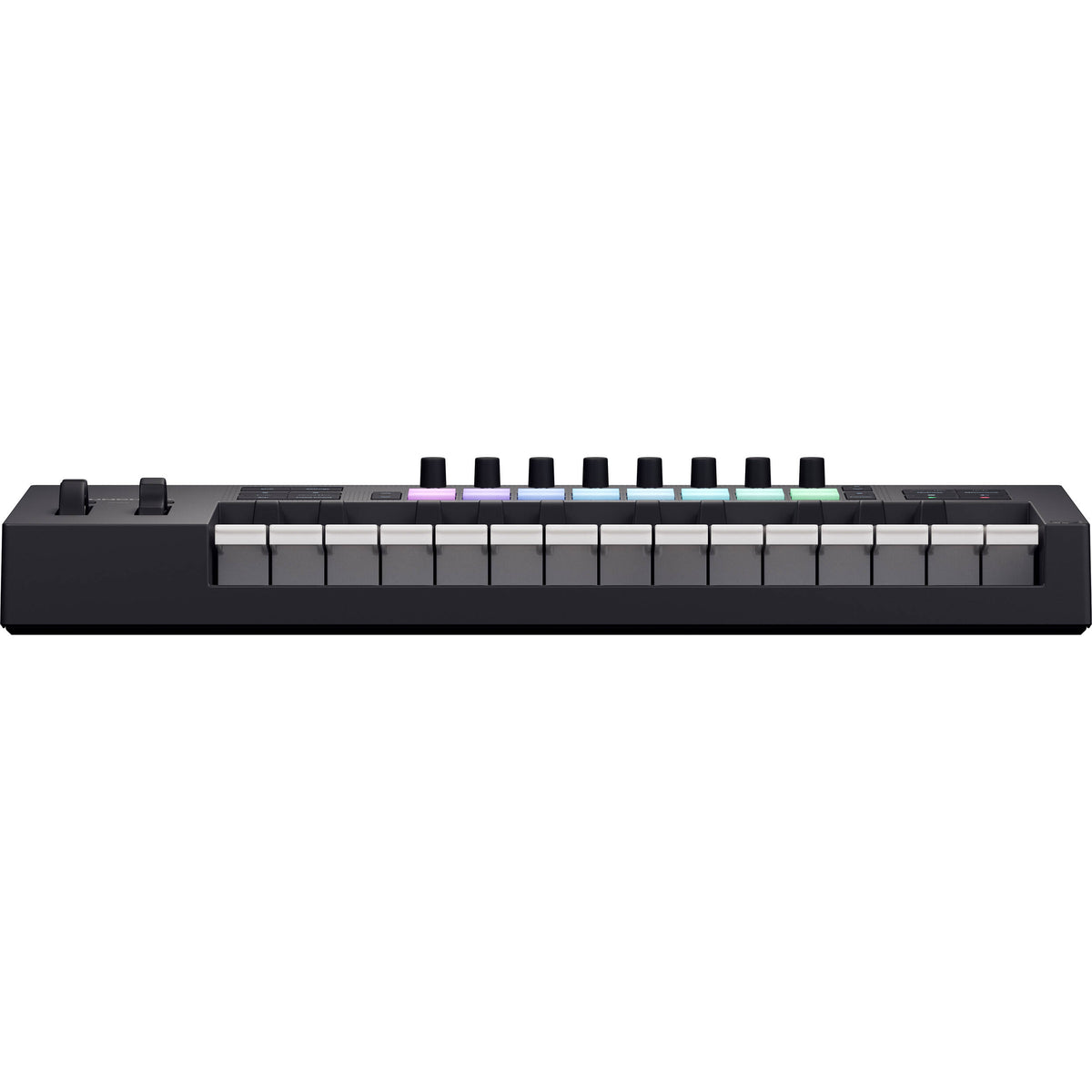 Novation Launchkey 25 MK4 MIDI keyboard with 25 keys, control knobs, and pads for music production and live performance.
