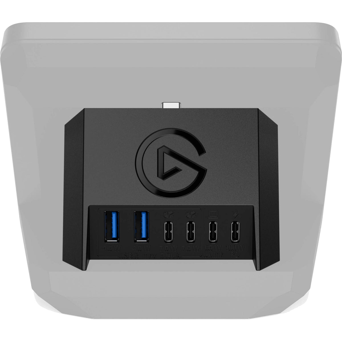 Elgato USB hub for Stream Deck+ video equipment, featuring multiple USB ports and sleek design for seamless connectivity.