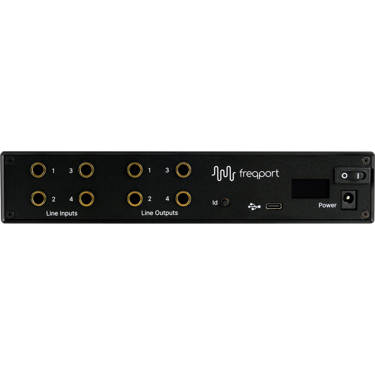 Freqport FreqInOut FO1 audio interface with input and output ports, compact design, and professional audio connectivity.