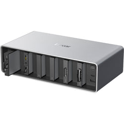 Lexar Workflow Go docking station with Thunderbolt 4 uplink and six-module bay for versatile data transfer and device connectivity.