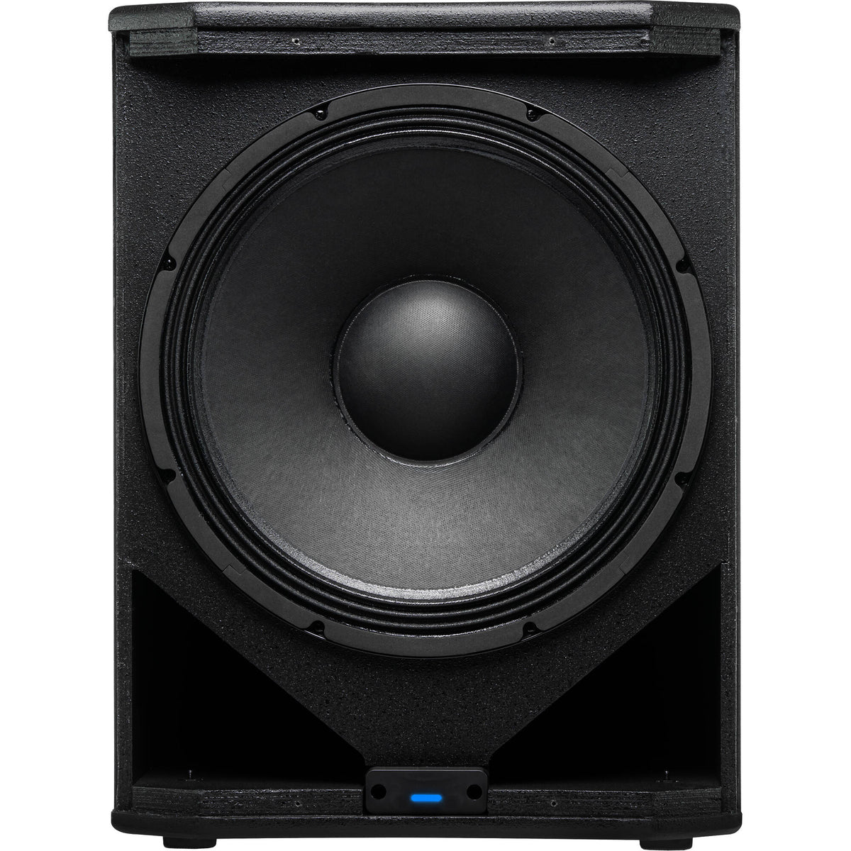 Presonus Air XD Sub 15 active subwoofer with a large front port and control panel, designed for powerful bass in audio setups.