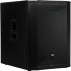 Presonus Air XD Sub 18 active subwoofer with large speaker cone and control panel, designed for powerful bass in audio setups.