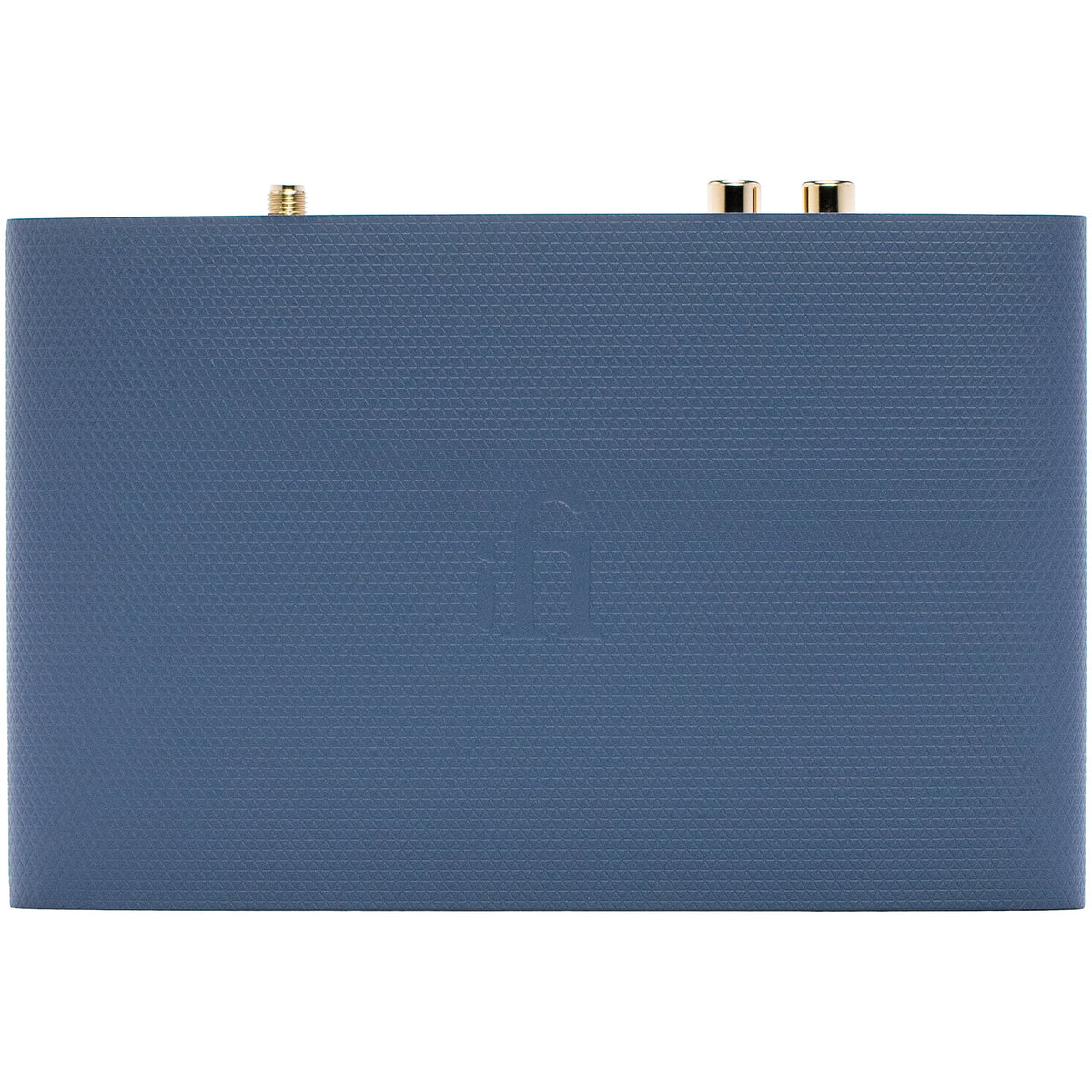 iFi Audio ZEN Air Blue 2 Bluetooth and Wi-Fi audio receiver with sleek black design and control buttons, connected to audio equipment.