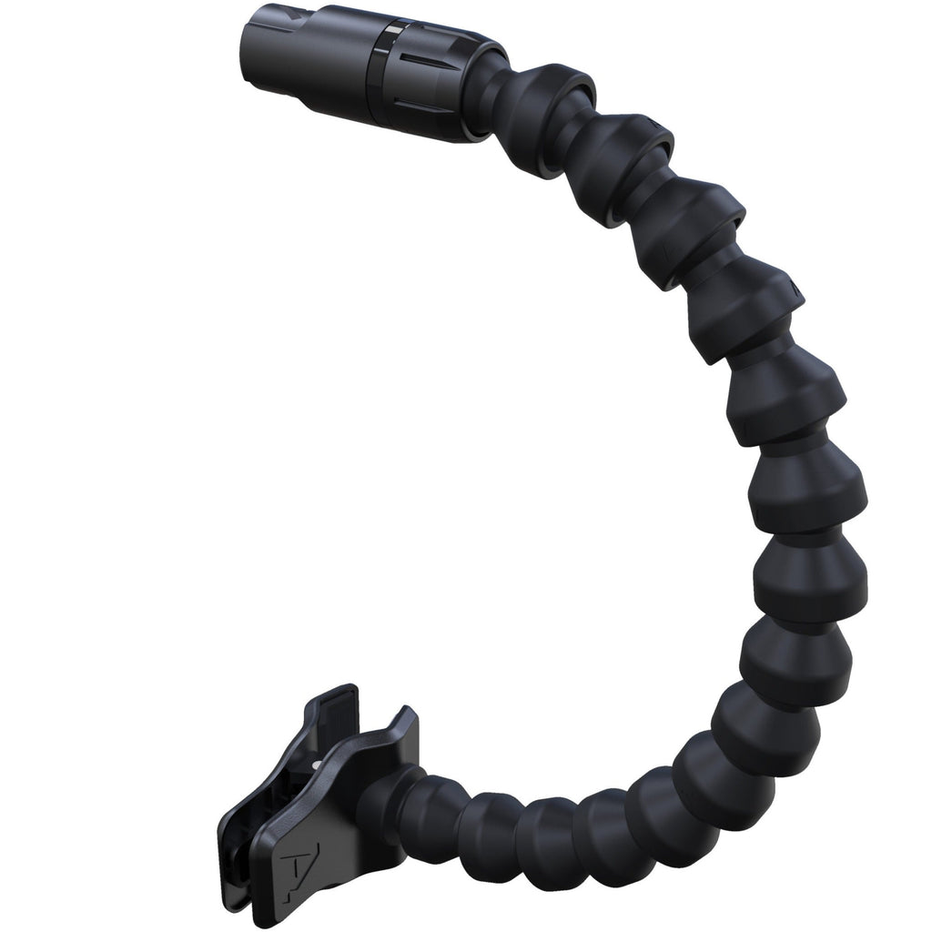 Metal Pop Audio pop filter set attached to microphone arm, designed to reduce plosive sounds during recording.