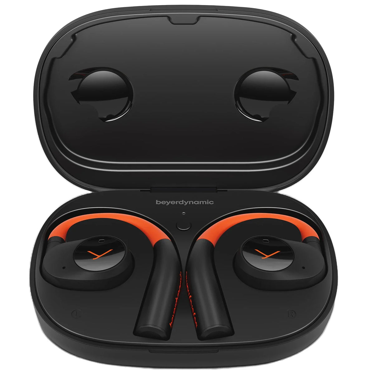Beyerdynamic Verio 200 wireless in-ear headphones with sport design, black earbuds and inline remote for active listening.