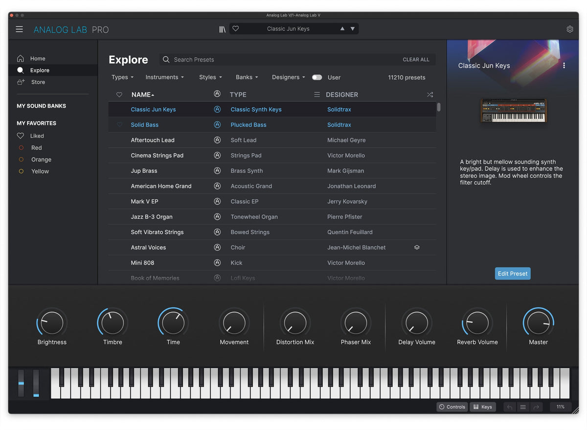 Screenshot of Arturia Analog Lab Pro music production software interface on a computer browser window.