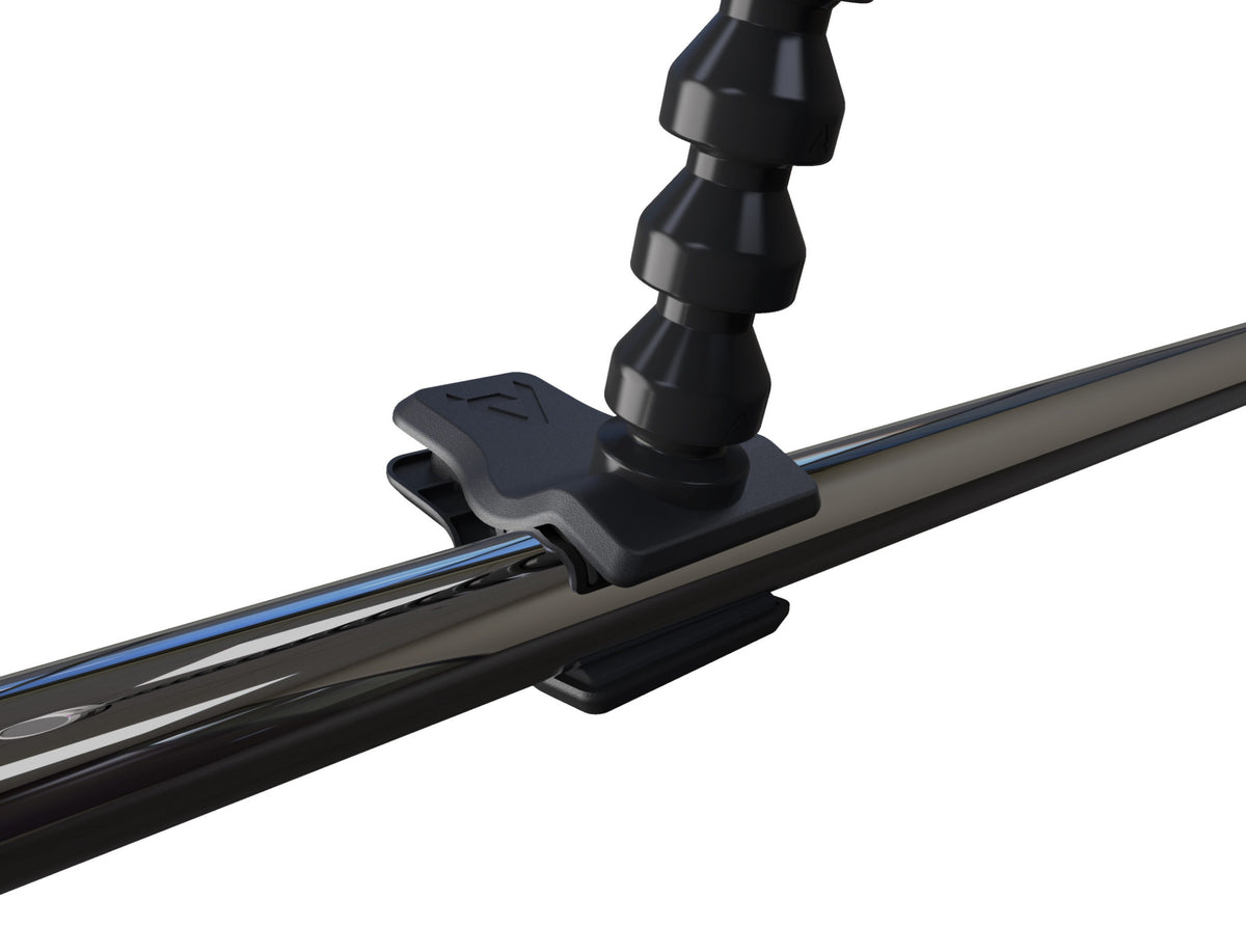 Chrome clip-on microphone pop filter set by Pop Audio, featuring fabric filters for clear vocal recordings.