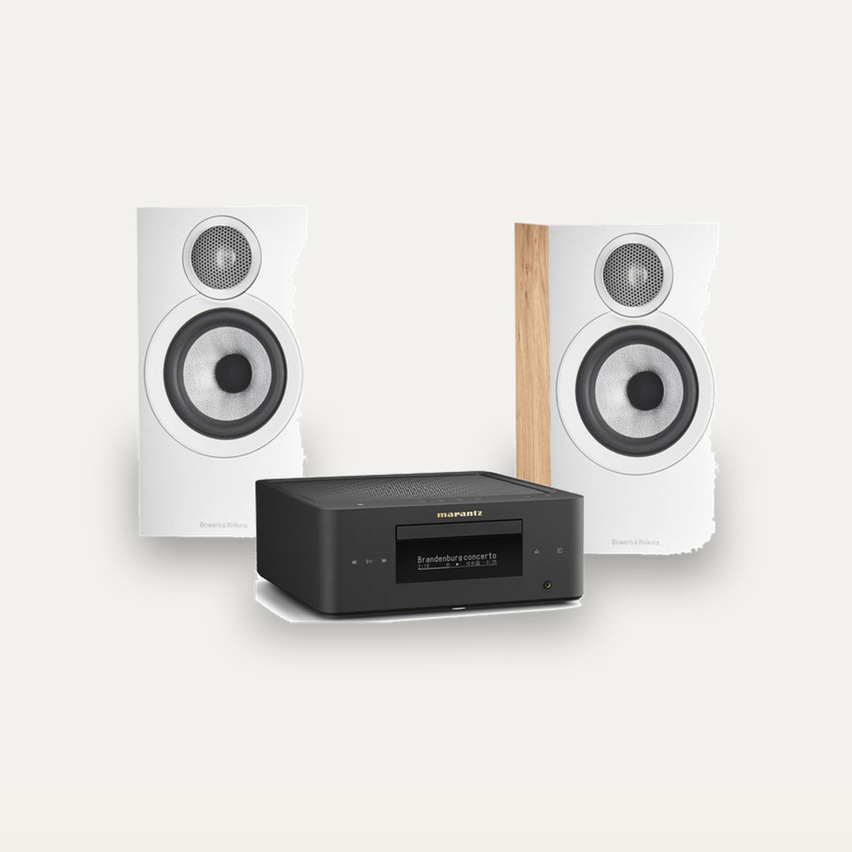 Marantz MCR 60n + Bowers & Wilkins 607 S3 Hi-Fi System – Marantz Finish Matte Black, Speaker Finish Oak