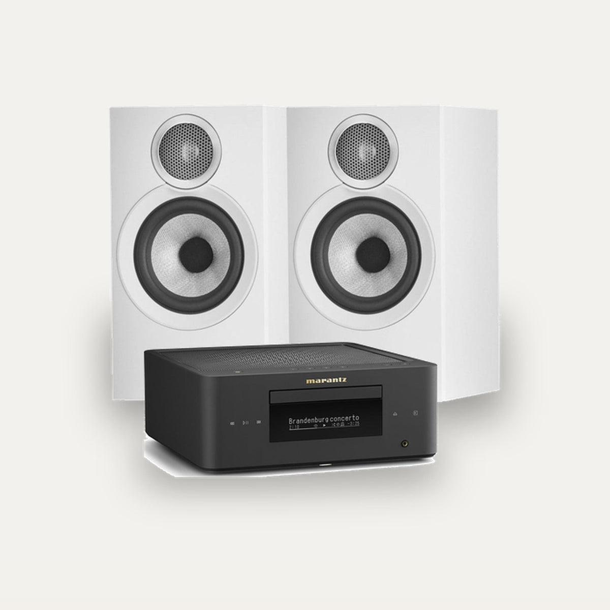 Marantz MCR 60n + Bowers & Wilkins 607 S3 Hi-Fi System – Marantz Finish Matte Black, Speaker Finish White