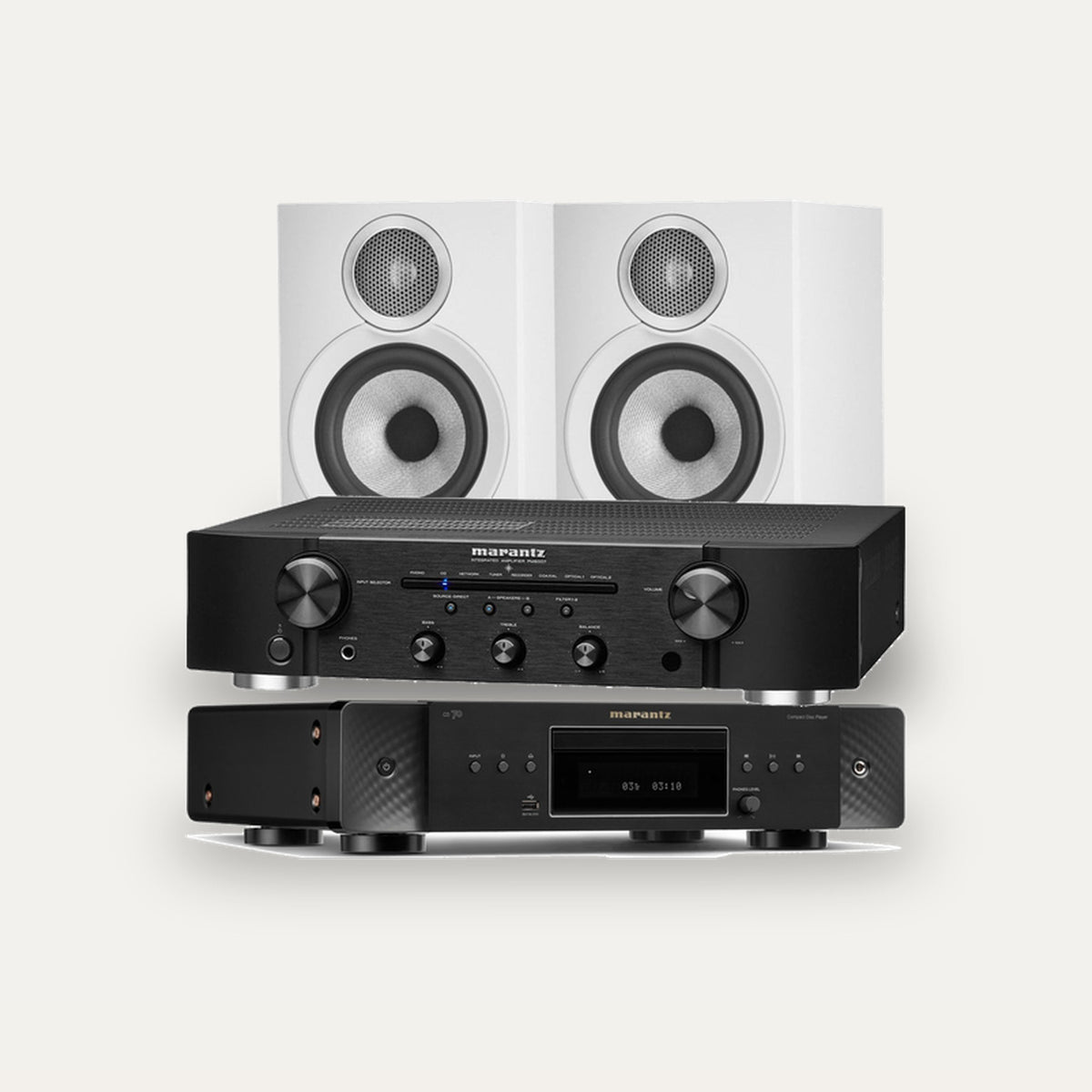 Marantz PM6007 + CD 70 + Bowers & Wilkins 607 S3 CD System – Speaker Finish White