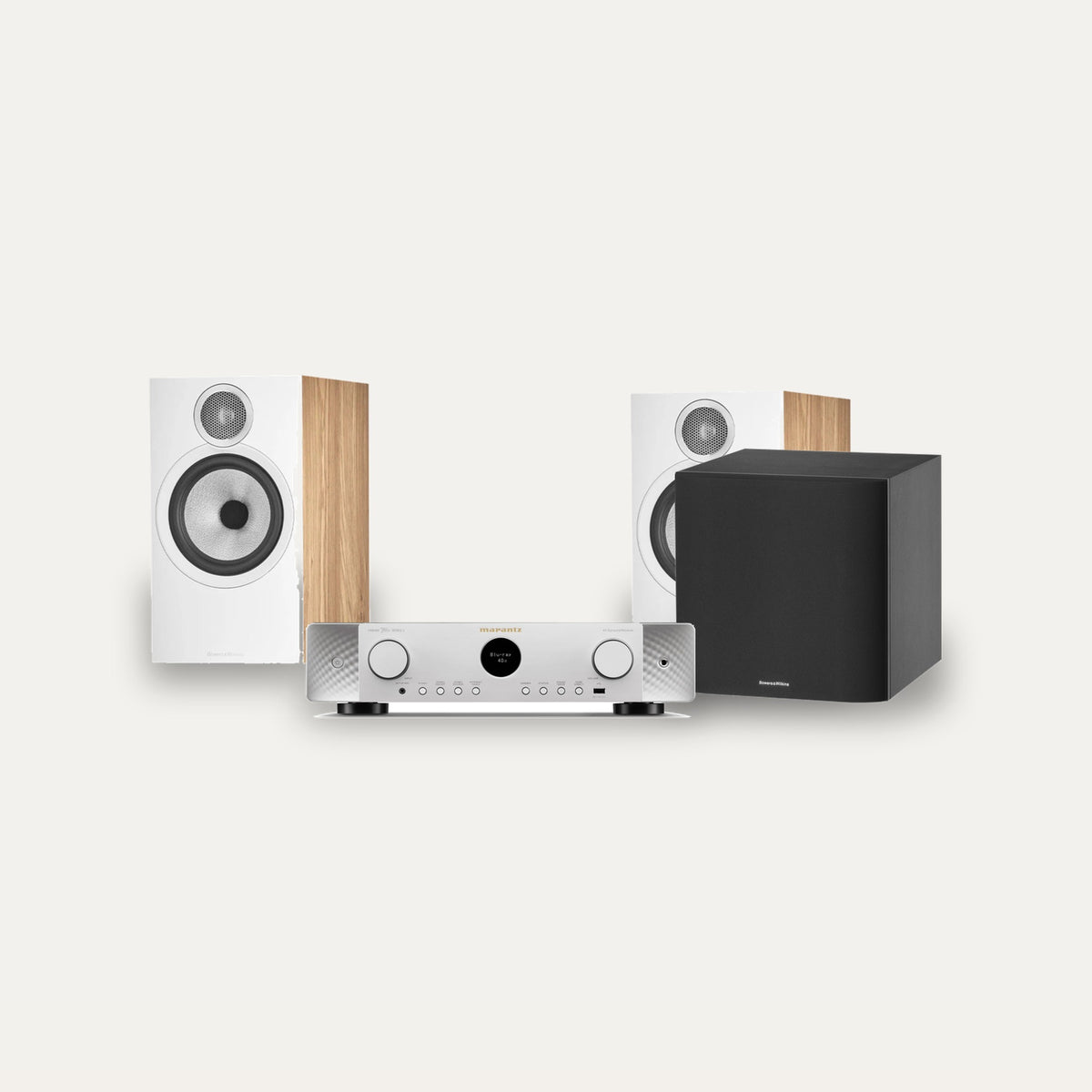 Marantz CINEMA 70s Series 2 + Bowers & Wilkins 606 S3 + ASW608 2.1 Cinema Set – Receiver Finish Silver Gold, Speaker Finish Oak