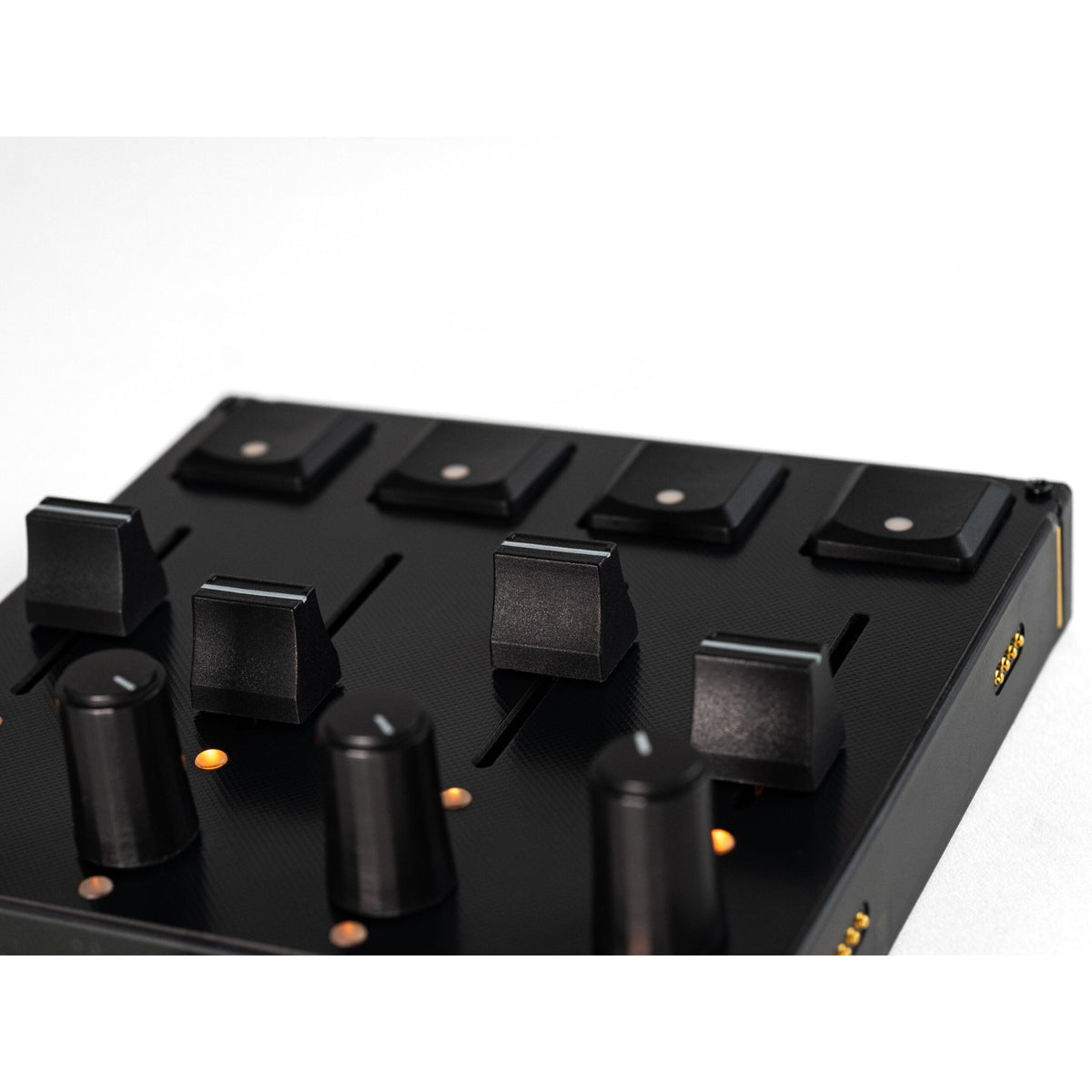 Intech Studio PBF4 Linear Mechanical Series 3 MIDI controller with black keys and sleek design, showing the keyboard layout.