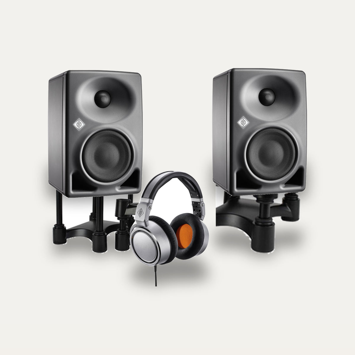 Neumann KH 80 DSP Pair + IsoAcoustics ISO-130 + Neumann NDH 20 Monitoring Set – Monitor Finish Anthracite