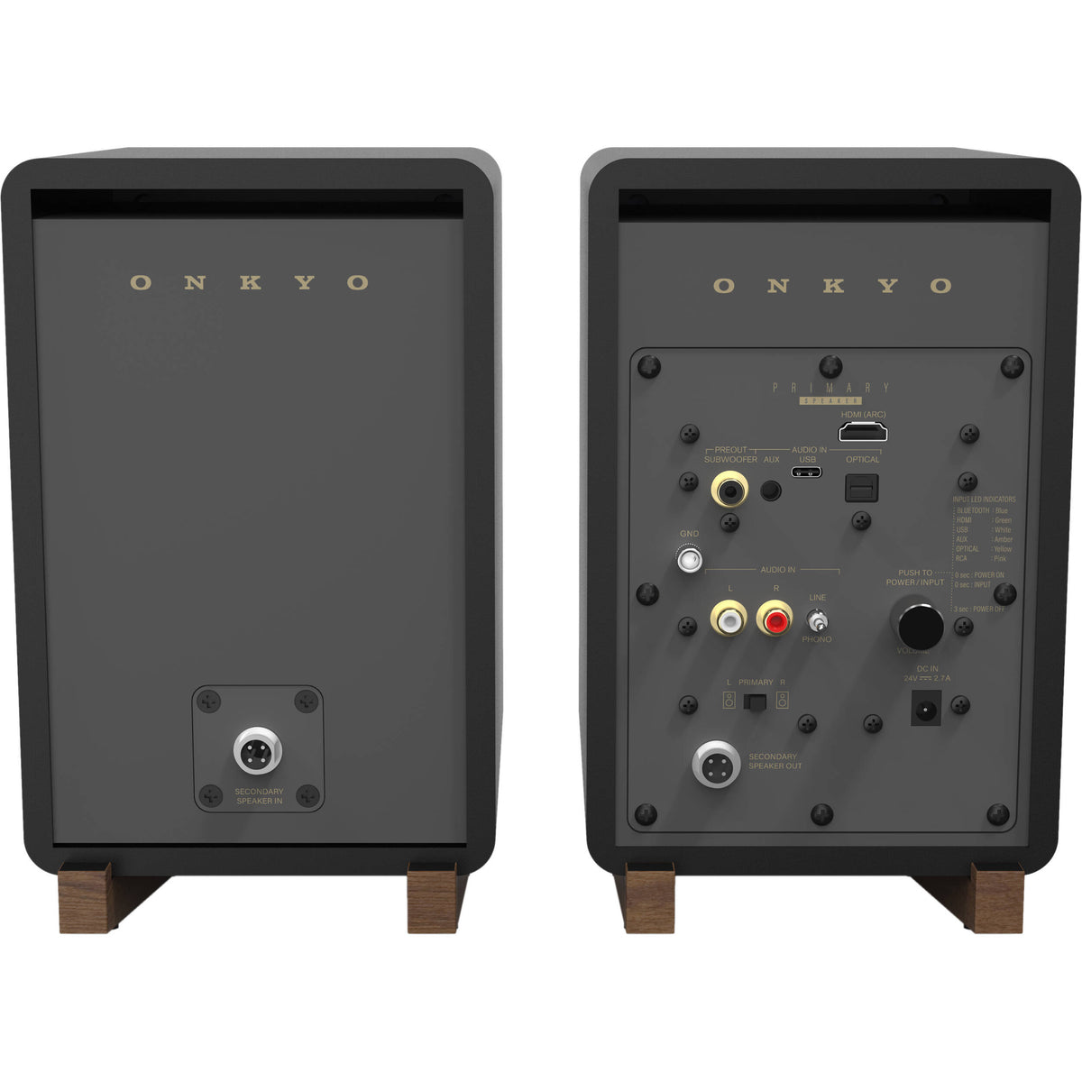 Onkyo GX-30ARC desktop speakers, in black, lifestyle setting