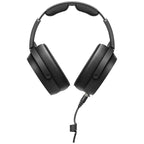 Back view of Sennheiser HD 480 Pro Plus studio headphones with large ear cups and adjustable headband, black color