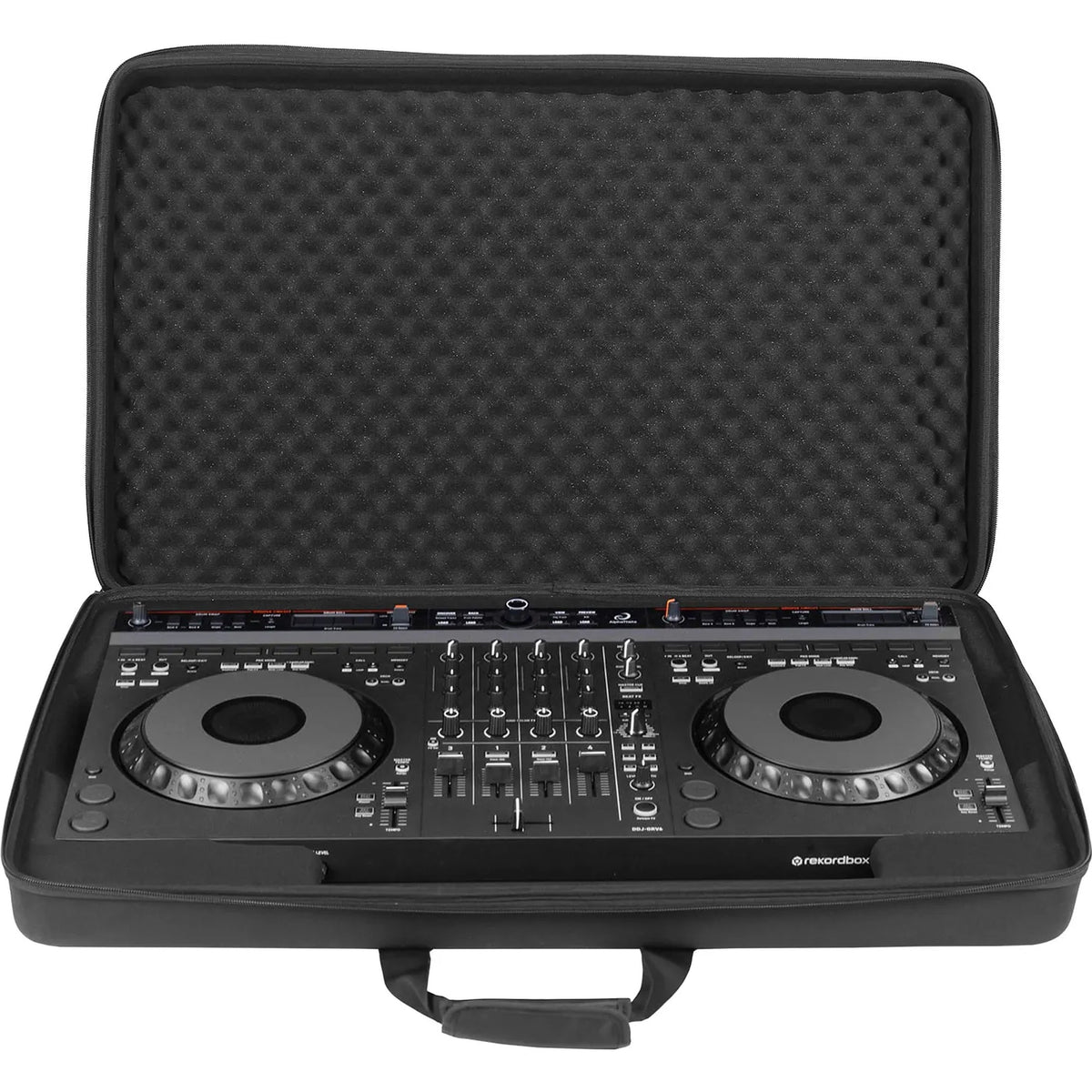 UDG Creator AlphaTheta DDJ-GRV6 DJ hardcase in black, designed for DJ equipment protection, with sturdy construction and handle.